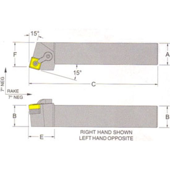 Picture of RMC MSRNL-20-5DTurning Stick Tool Square Insert Square 1.250 6.000 Oal Left Hand