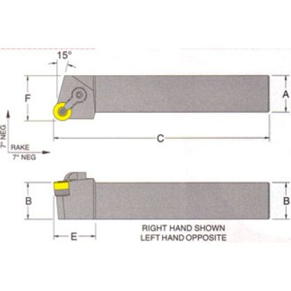 Picture of RMC MRGNL-24-6ETurning Stick Tool Round Insert Square 1.500 7.000 Oal Left Hand