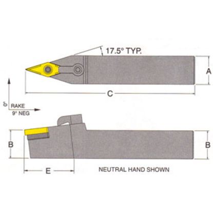 Picture of RMC MVVNN-16-3DTurning Stick Tool 35.0° Insert Square 1.000 6.000 Oal Left Hand