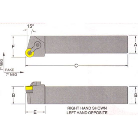 Picture of RMC MRGNL-20-4DTurning Stick Tool Round Insert Square 1.250 6.000 Oal Left Hand