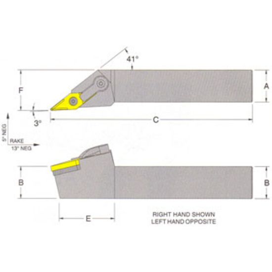 Picture of RMC MVJNL-20-4DTurning Stick Tool 35.0° Insert Square 1.250 6.000 Oal Left Hand