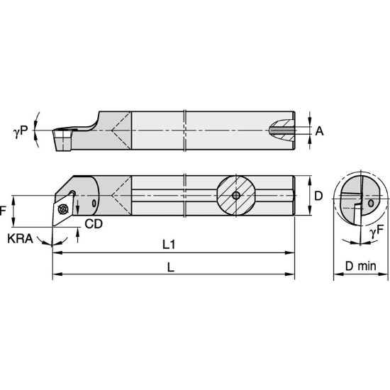 Picture of WIDIA/KENNAMETAL GCPI3756225R Carbide 45.0° Insert Boring Bar 0.375