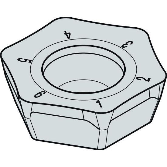 Picture of WIDIA/KENNAMETAL HPGT06T3DZERLD WS40Powder Metal Milling Insert Hexagon AlTiN + TiN 0.038 Corner Radius