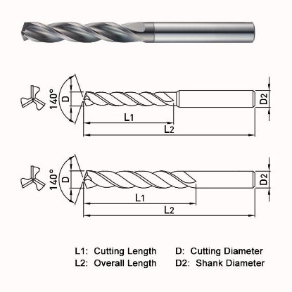 Picture of WIDIN APF50504800 4.8 - #12 DIA 140° Point 3 Flute 5X Drill