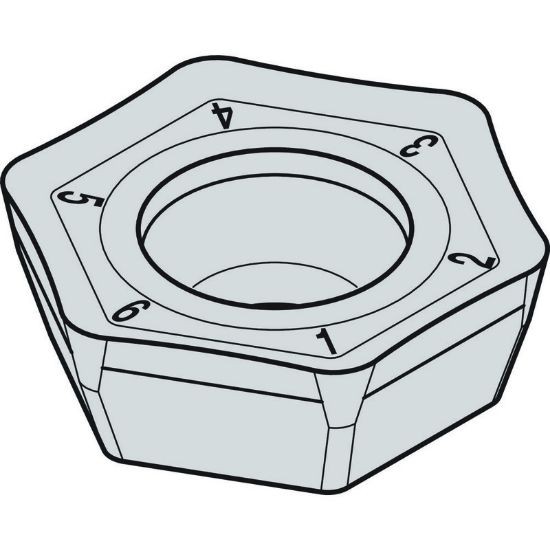 Picture of WIDIA/KENNAMETAL HPPT06T3DZENGD WP25Powder Metal Milling Insert Hexagon TiAlN 0.038 Corner Radius