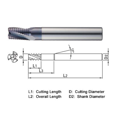 Picture of WIDIN PK503140 DIA 14MM SH 0.5512 LOC 0.8268 OAL 3.2677 End Mill Carbide AlTiN Single End Square Sharp Z-CLASSIC