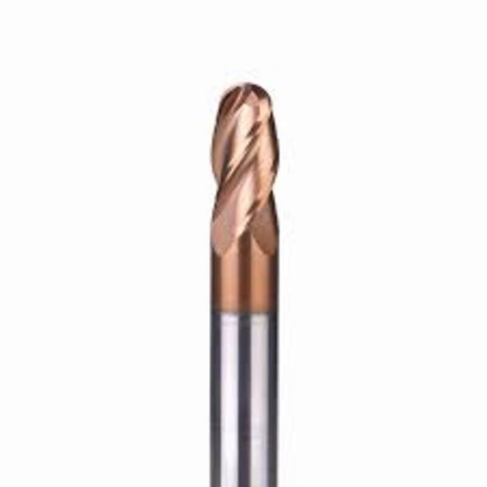 Picture of WIDIN DB734060-2.5 DIA 6MM SH 0.3150 LOC 0.2362 OAL 3.9370 End Mill Standard Flute Standard Helix Carbide AlTiN Single End Ball Nose Z-STAR