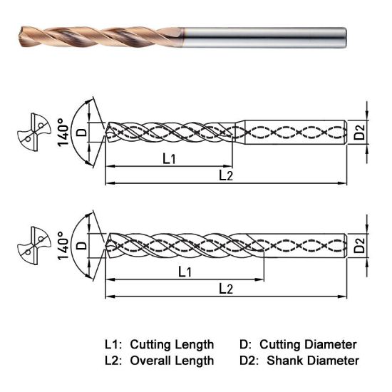 Picture of WIDIN SF505163 16.30MM DIA 140° Point 2 Flute 5XD Drill