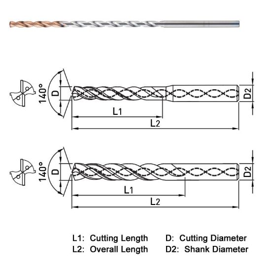 Picture of WIDIN SF520075 7.50MM DIA 140° Point 2 Flute 20XD Drill