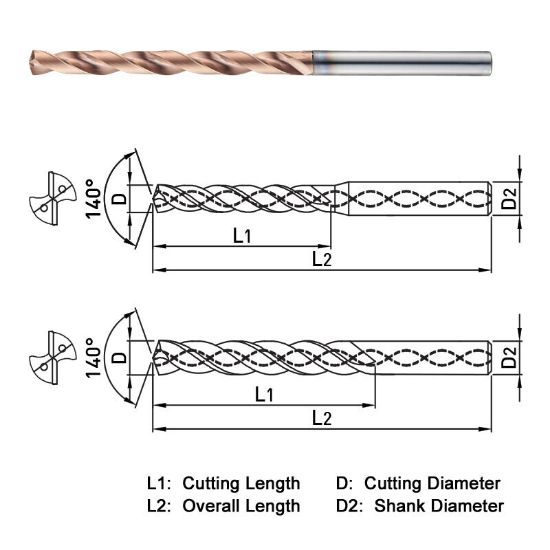 Picture of WIDIN SF50815875 15.875 - 5/8 DIA 140° Point 2 Flute 8XD Drill