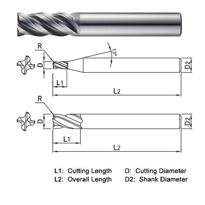 Picture of WIDIN SM504020 DIA 2MM SH 0.2362 LOC 0.2362 OAL 1.7717 End Mill Standard Flute Standard Helix Carbide TiAlN Single End Square Sharp Z-SUS-MATE