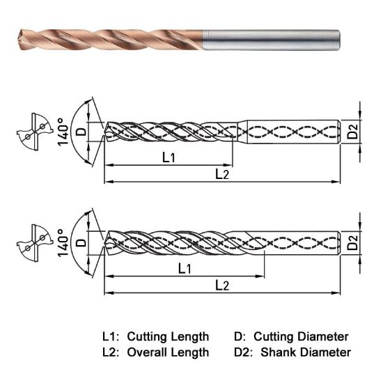 Picture of WIDIN HPI508158 15.80MM DIA 140° Point 2 Flute 8XD Drill