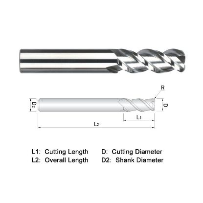 Picture of WIDIN WAR323A064090 DIA 1 SH 1.00 LOC 3.2500 OAL 6.00 End Mill Standard Flute High Helix Carbide Uncoated Single End Corner Radius 0.0900 2.29MM ALU-WAVE