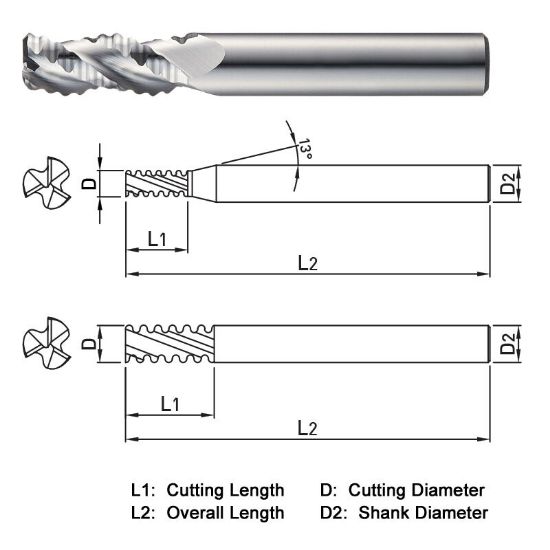 Picture of WIDIN WAF303200 DIA 20MM SH 0.7874 LOC 1.4961 OAL 4.0945 End Mill Carbide Uncoated Single End Square Sharp ALU-WAVE