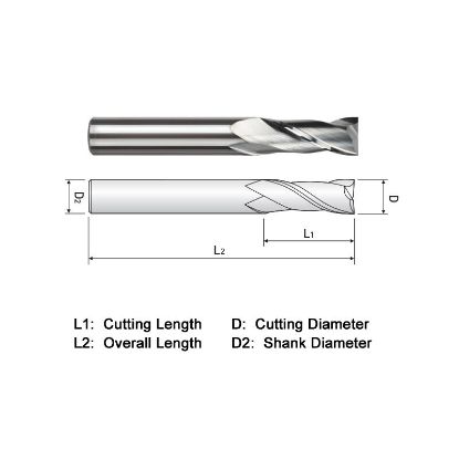 Picture of WIDIN EA302024L DIA 3/8 SH 0.3750 LOC 1.1250 OAL 3.50 End Mill Standard Flute Standard Helix Carbide Uncoated Single End Square Sharp General Purpose
