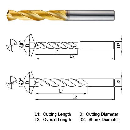 Picture of WIDIN NDPR045 4.50MM DIA 140° Point 2 Flute 5.5-7.5XD Drill
