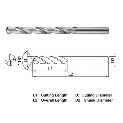Picture of WIDIN SSDL062 6.20MM DIA 118° Point 2 Flute 8XD Drill