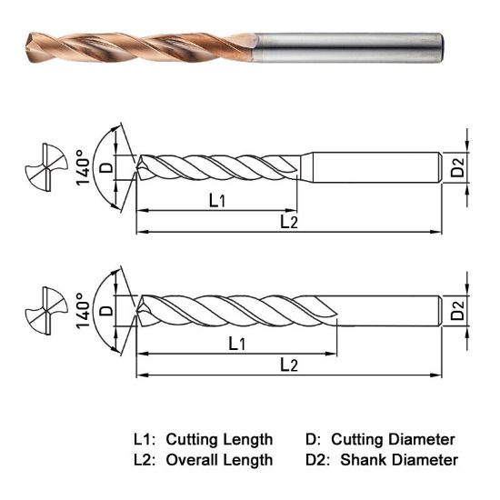 Picture of WIDIN PF505115 11.50MM DIA 140° Point 2 Flute 5XD Drill