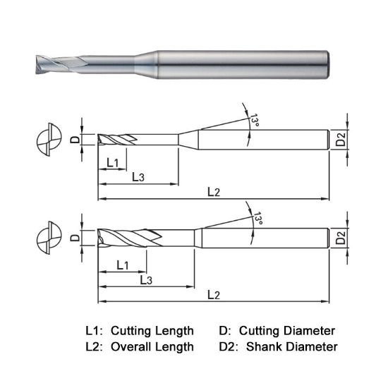 Picture of WIDIN WE71201208P DIA 1.20MM SH 0.1575 LOC 0.0709 OAL 1.968 End Mill Standard Flute Variable Helix Carbide AlTiN Single End Square Sharp WINNER 7 PLUS
