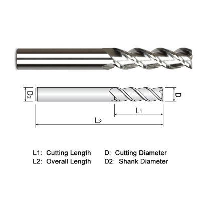 Picture of WIDIN WAE513A064 DIA 1 SH 1.00 LOC 2.00 OAL 5.00 End Mill Standard Flute High Helix Carbide DLC Single End Square Sharp ALU-WAVE