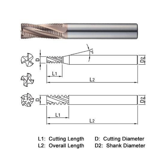 Picture of WIDIN WF613080 DIA 8MM SH 0.3150 LOC 0.7874 OAL 2.7559 End Mill Carbide AlTiN Single End Square Sharp WINNER