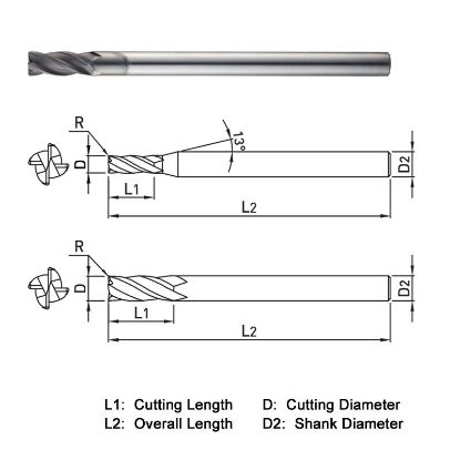 Picture of WIDIN WGR50406005110 DIA 6MM SH 0.2362 LOC 0.5906 OAL 4.3307 End Mill Standard Flute Standard Helix Carbide Diamond Single End Corner Radius 0.0197 0.50MM Z-GRA-MATE