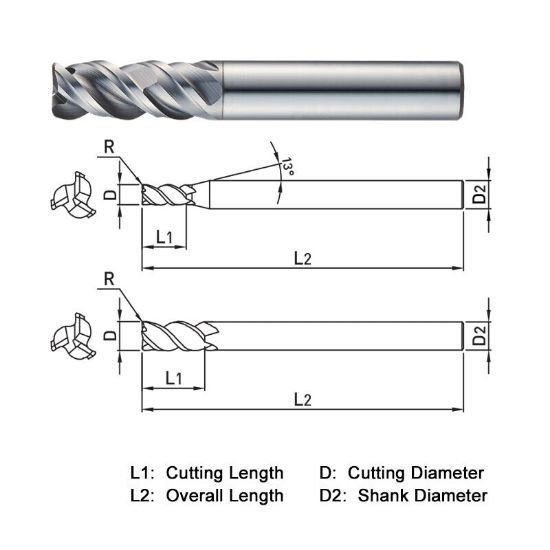 Picture of WIDIN XCR5032505 DIA 20MM SH 0.9843 LOC 1.9685 OAL 4.7244 End Mill Standard Flute High Helix Carbide TiAlN Single End Corner Radius 0.0197 0.50MM X-STAR