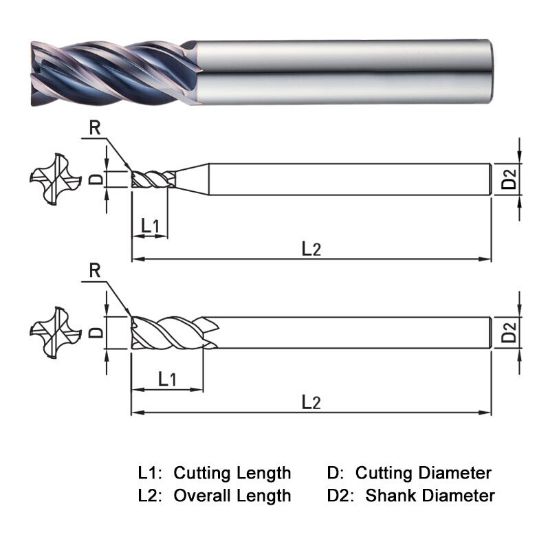 Picture of WIDIN XR5141230 DIA 12MM SH 0.4724 LOC 1.0236 OAL 2.9528 End Mill Standard Flute Variable Helix Carbide AlTiN Single End Corner Radius 0.1181 3.00MM X-STAR