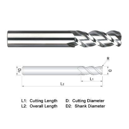 Picture of WIDIN WAR313A064090 DIA 1 SH 1.00 LOC 2.00 OAL 5.00 End Mill Standard Flute High Helix Carbide Uncoated Single End Corner Radius 0.0900 2.29MM ALU-WAVE