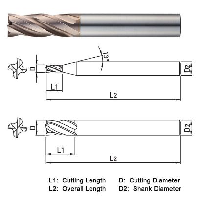 Picture of WIDIN WME504009 DIA 0.90MM SH 0.1575 LOC 0.0709 OAL 1.574 End Mill Standard Flute Standard Helix Carbide AlTiN Single End Square Sharp WINNER