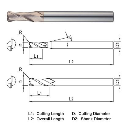 Picture of WIDIN WR50204010S4 DIA 4MM SH 0.1575 LOC 0.3937 OAL 2.7559 End Mill Standard Flute Standard Helix Carbide AlTiN Single End Corner Radius 0.0394 1.00MM WINNER