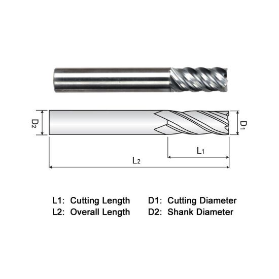 Picture of WIDIN XE515A032 DIA 1/2 SH 0.50 LOC 1.2500 OAL 3.00 End Mill Standard Flute Variable Helix Carbide TiAlN Single End Square Sharp X-STAR