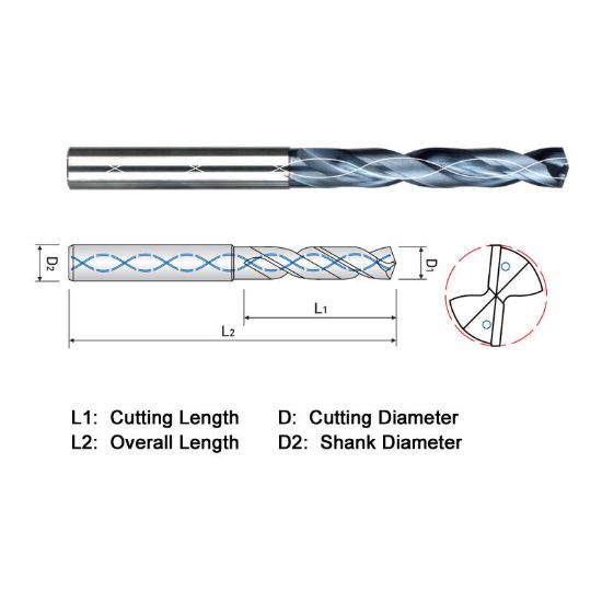 Picture of WIDIN PDMI052 5.20MM DIA 140° Point 2 Flute 5XD Drill