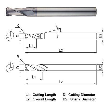 Picture of WIDIN ZR3221025 DIA 10MM SH 0.3937 LOC 0.8661 OAL 3.9370 End Mill Standard Flute Standard Helix Carbide TiAlN Single End Corner Radius 0.0984 2.50MM THUNDER