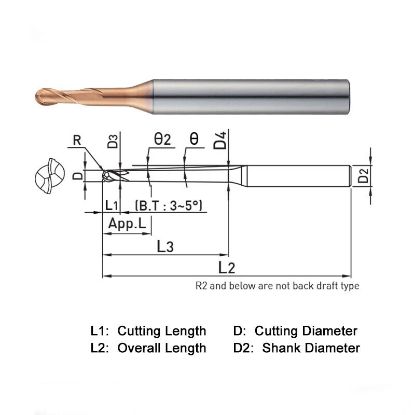 Picture of WIDIN ZSTNB2080-60-10 DIA 8MM SH 0.3937 LOC 0.5510 OAL 4.7244 End Mill Standard Flute Standard Helix Carbide AlTiN Single End Ball Nose Z-STAR
