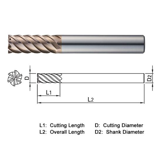 Picture of WIDIN WE506200110300 DIA 20MM SH 0.7874 LOC 4.3307 OAL 11.8110 End Mill Standard Flute Standard Helix Carbide AlTiN Single End Square Sharp WINNER