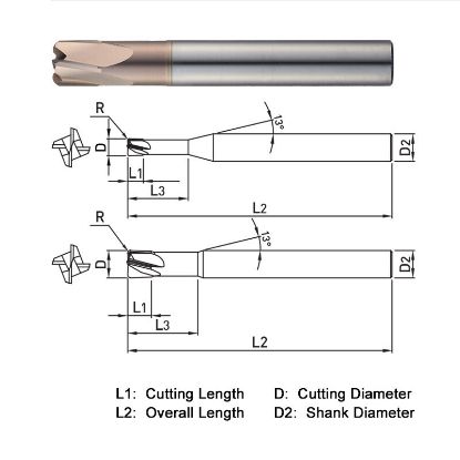 Picture of WIDIN WSPM4120-05L DIA 12MM SH 0.4724 LOC 0.4724 OAL 4.3307 End Mill Carbide AlTiN Single End High Feed0.0197 0.50MM WINNER
