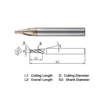 Picture of WIDIN WTE50206001 DIA 6MM SH 0.3150 LOC 0.7874 OAL 2.5591 End Mill Taper Flute Carbide AlTiN Single End Square Sharp WINNER
