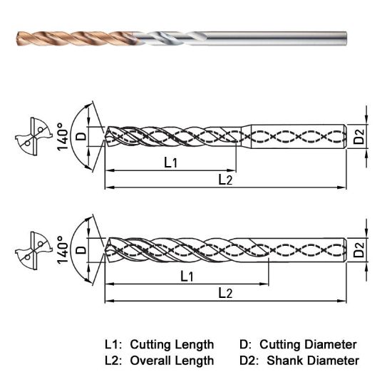 Picture of WIDIN SF510043 4.30MM DIA 140° Point 2 Flute 10XD Drill