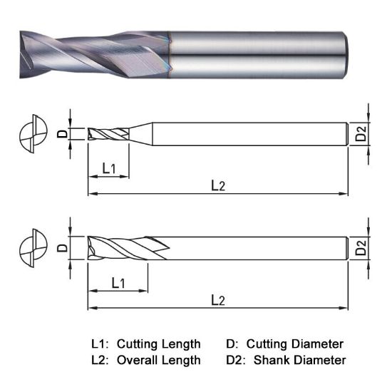 Picture of WIDIN ZE302200 DIA 20MM SH 0.7874 LOC 1.4961 OAL 3.9370 End Mill Standard Flute Standard Helix Carbide TiAlN Single End Square Sharp THUNDER