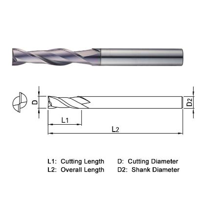 Picture of WIDIN TX222200 DIA 20MM SH 0.7874 LOC 1.7717 OAL 3.9370 End Mill Standard Flute Standard Helix Carbide TiAlN Single End Square Sharp THUNDER