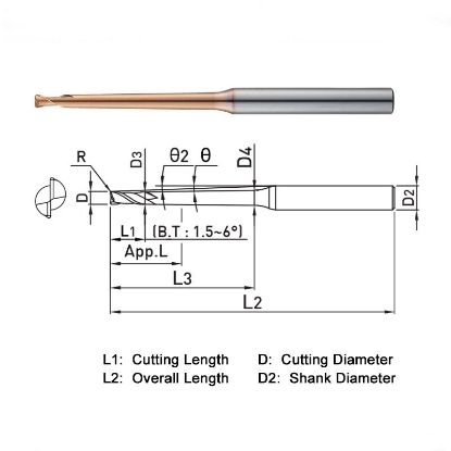 Picture of WIDIN ZSTNR2002-2-09005 DIA 0.20MM SH 0.1575 LOC 0.0059 OAL 1.968 End Mill Standard Flute Standard Helix Carbide AlTiN Single End Corner Radius 0.0020 0.05MM Z-STAR