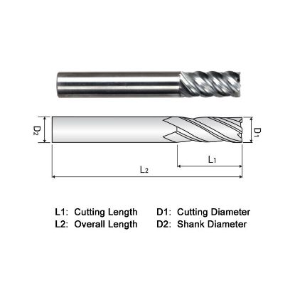 Picture of WIDIN XE515A020 DIA 5/16 SH 0.3125 LOC 0.8125 OAL 2.50 End Mill Standard Flute Variable Helix Carbide TiAlN Single End Square Sharp X-STAR