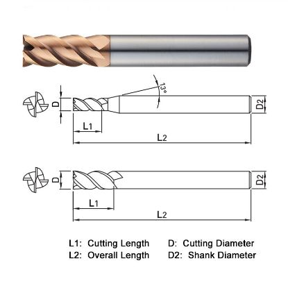 Picture of WIDIN ZE714015 DIA 1.50MM SH 0.2362 LOC 0.1575 OAL 1.574 End Mill Standard Flute High Helix Carbide AlTiN Single End Square Sharp Z-STAR