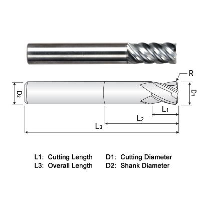 Picture of WIDIN XR515A020020 DIA 5/16 SH 0.3125 LOC 0.8125 OAL 2.50 End Mill Standard Flute Variable Helix Carbide TiAlN Single End Corner Radius 0.0200 0.51MM X-STAR