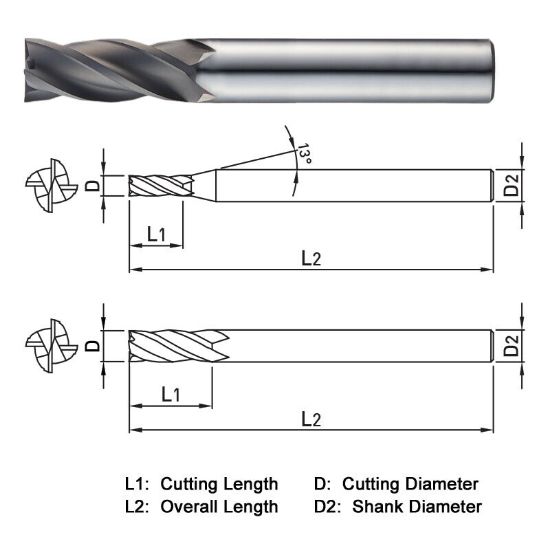Picture of WIDIN WGE504200120 DIA 20MM SH 0.7874 LOC 0.4724 OAL 9.8425 End Mill Standard Flute Standard Helix Carbide Diamond Single End Square Sharp Z-GRA-MATE