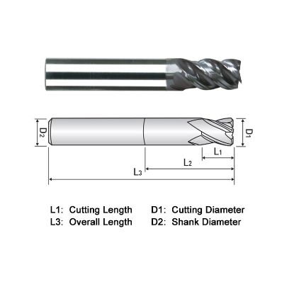 Picture of WIDIN XXE504A016 DIA 1/4 SH 0.2500 LOC 0.50 OAL 2.50 End Mill Standard Flute Variable Helix Carbide TiAlN Single End Square Sharp XX-STAR