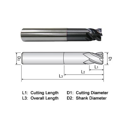 Picture of WIDIN XXE534A016 DIA 1/4 SH 0.2500 LOC 0.3750 OAL 4.00 End Mill Standard Flute Variable Helix Carbide TiAlN Single End Square Sharp XX-STAR