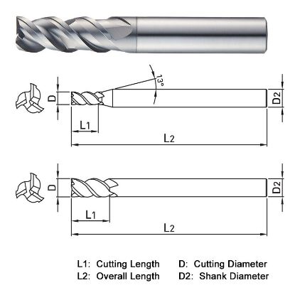 Picture of WIDIN XCE503040 DIA 4MM SH 0.2362 LOC 0.4724 OAL 1.9685 End Mill Standard Flute High Helix Carbide TiAlN Single End Square Sharp X-STAR