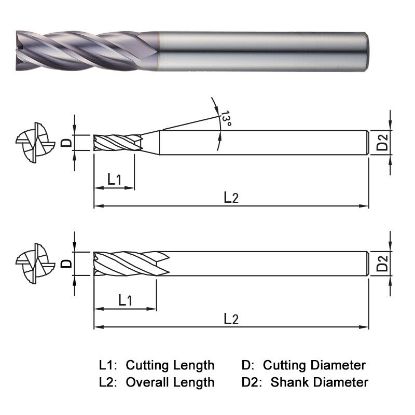 Picture of WIDIN ZE324052 DIA 5MM SH 0.2362 LOC 0.9843 OAL 3.9370 End Mill Standard Flute Standard Helix Carbide TiAlN Single End Square Sharp THUNDER
